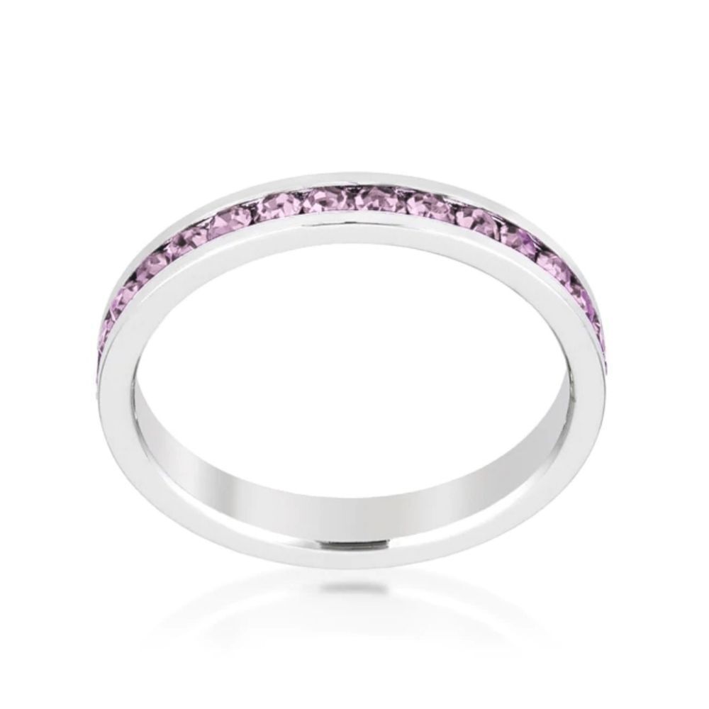 Stackable Eternity Ring Lavender Swarovski Crystals June Birthstone New